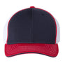 Richardson Mens Pulse Sportmesh R-Flex Stetch Fit Hat - Navy Blue/White/Red - NEW