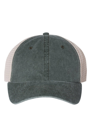 Sportsman SP510 Mens Pigment Dyed Trucker Hat Forest Green/Stone Flat Front