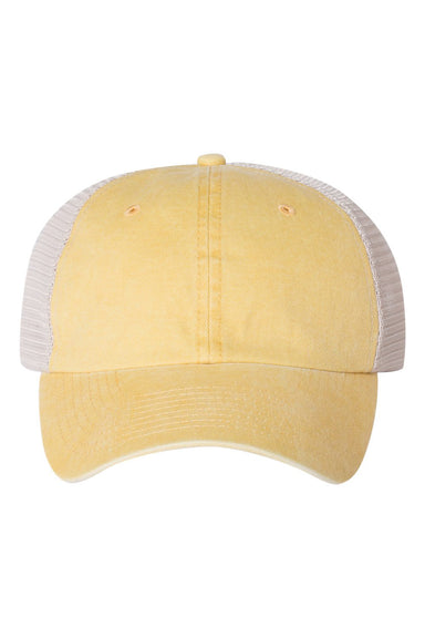 Sportsman SP510 Mens Pigment Dyed Trucker Hat Mustard Yellow/Stone Flat Front
