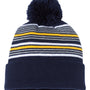 Sportsman Hats Unisex Striped Pom-Pom Cuffed Beanie - Navy Blue/White/Grey/Gold