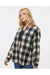 Burnside 5215 Womens Boyfriend Flannel Long Sleeve Button Down Shirt Ecru/Black Buffalo Model Side