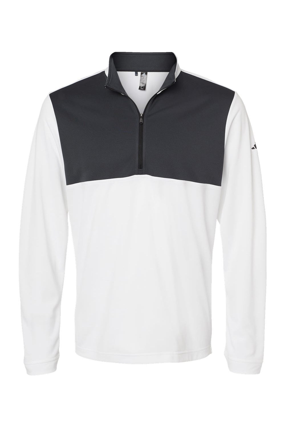 Adidas A280 Mens 1/4 Zip Pullover White/Carbon Grey Flat Front