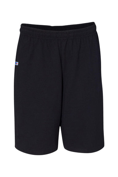 Russell Athletic 25843M Mens Classic Jersey Shorts w/ Pockets Black Flat Front