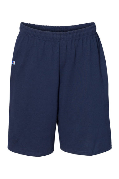 Russell Athletic 25843M Mens Classic Jersey Shorts w/ Pockets Navy Blue Flat Front
