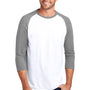 District Mens Perfect Tri 3/4 Sleeve Crewneck T-Shirt - White/Grey Frost