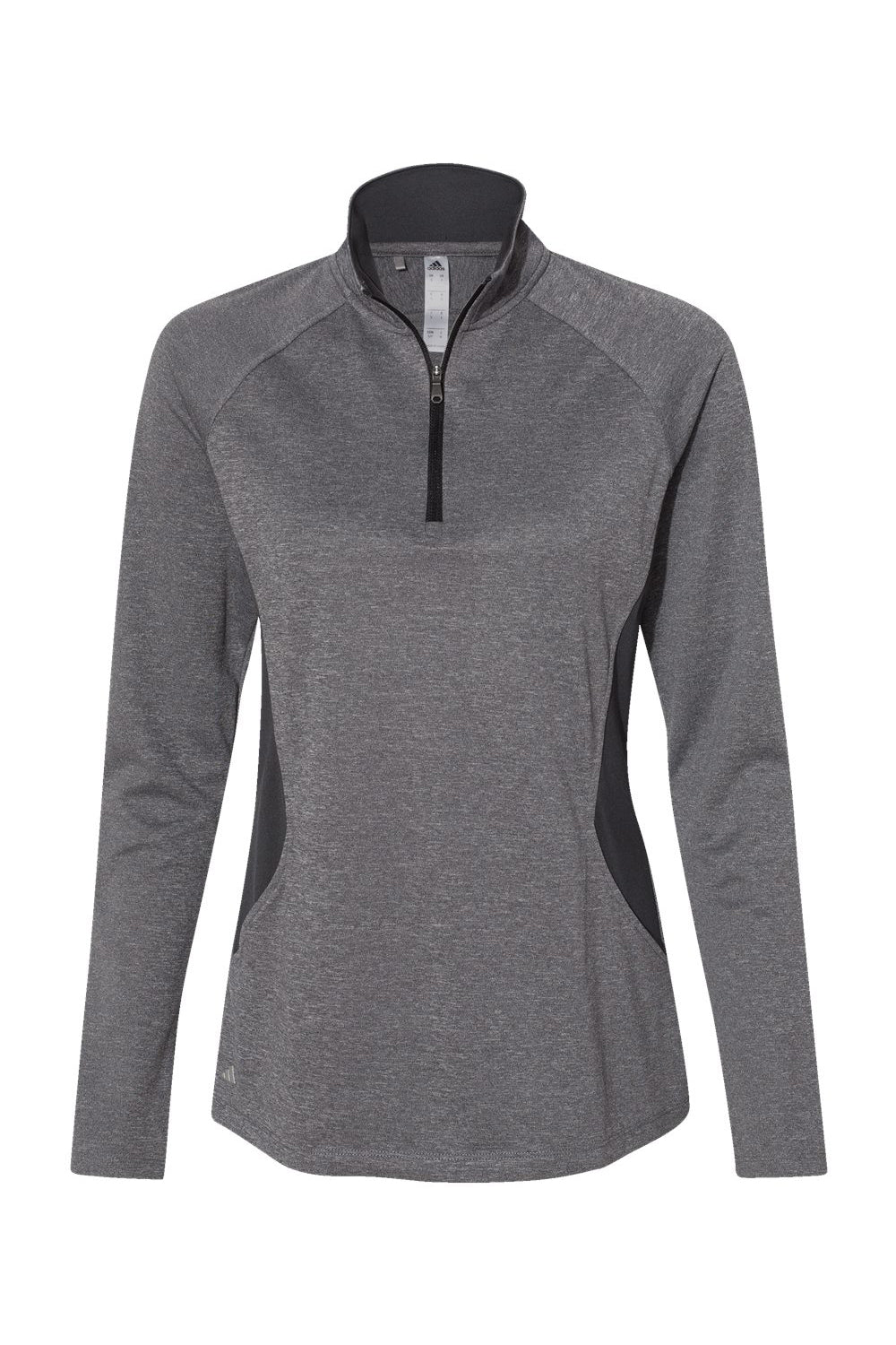 Adidas A281 Womens 1/4 Zip Pullover Heather Black/Carbon Grey Flat Front