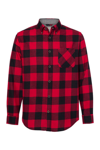 Weatherproof 164761 Mens Vintage Brushed Flannel Long Sleeve Button Down Shirt Crimson Red/Black Flat Front