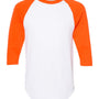 Augusta Sportswear Mens Raglan 3/4 Sleeve Crewneck T-Shirt - White/Orange