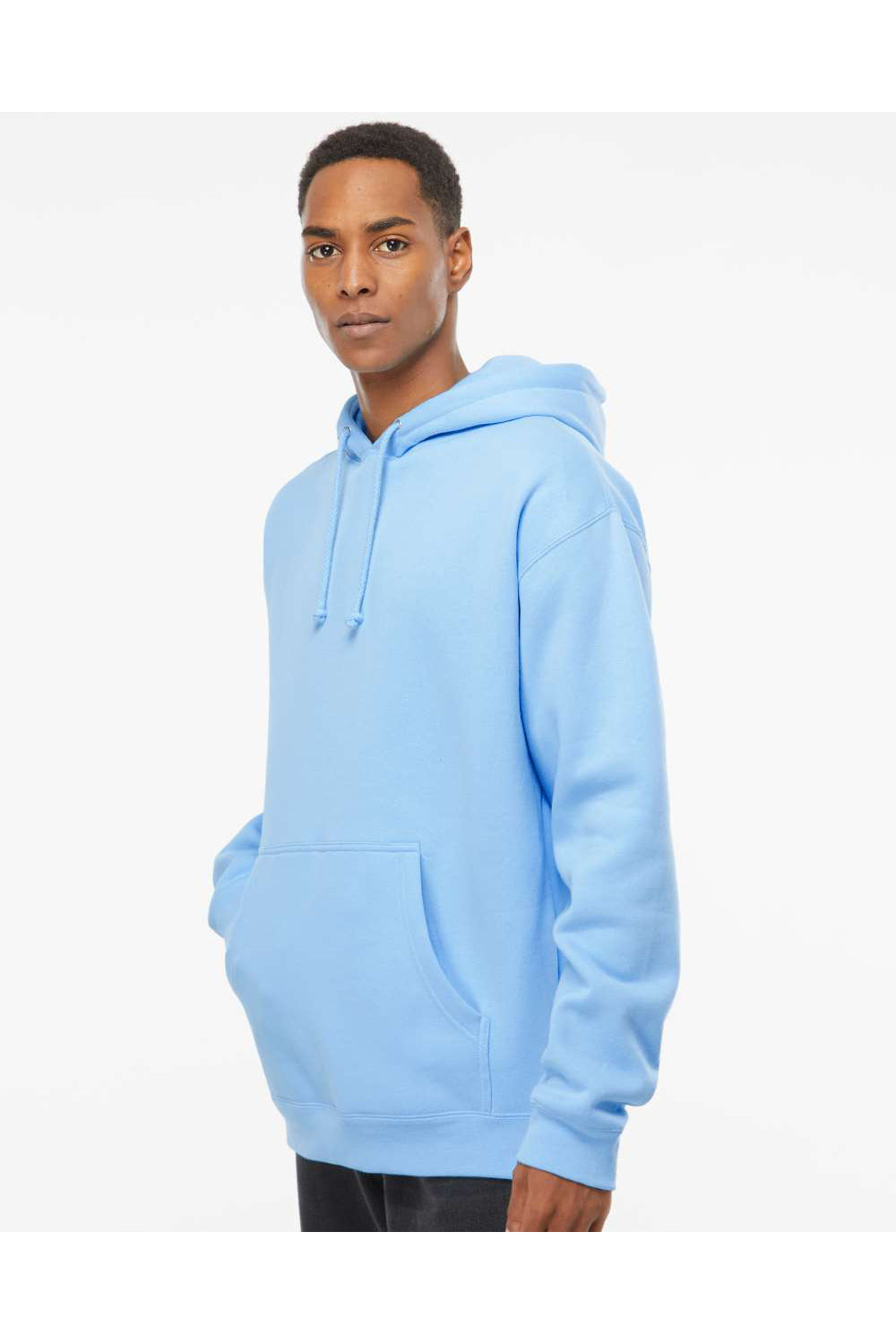 Independent Trading Co. IND4000 Mens Hooded Sweatshirt Hoodie Aqua Blue Model Side