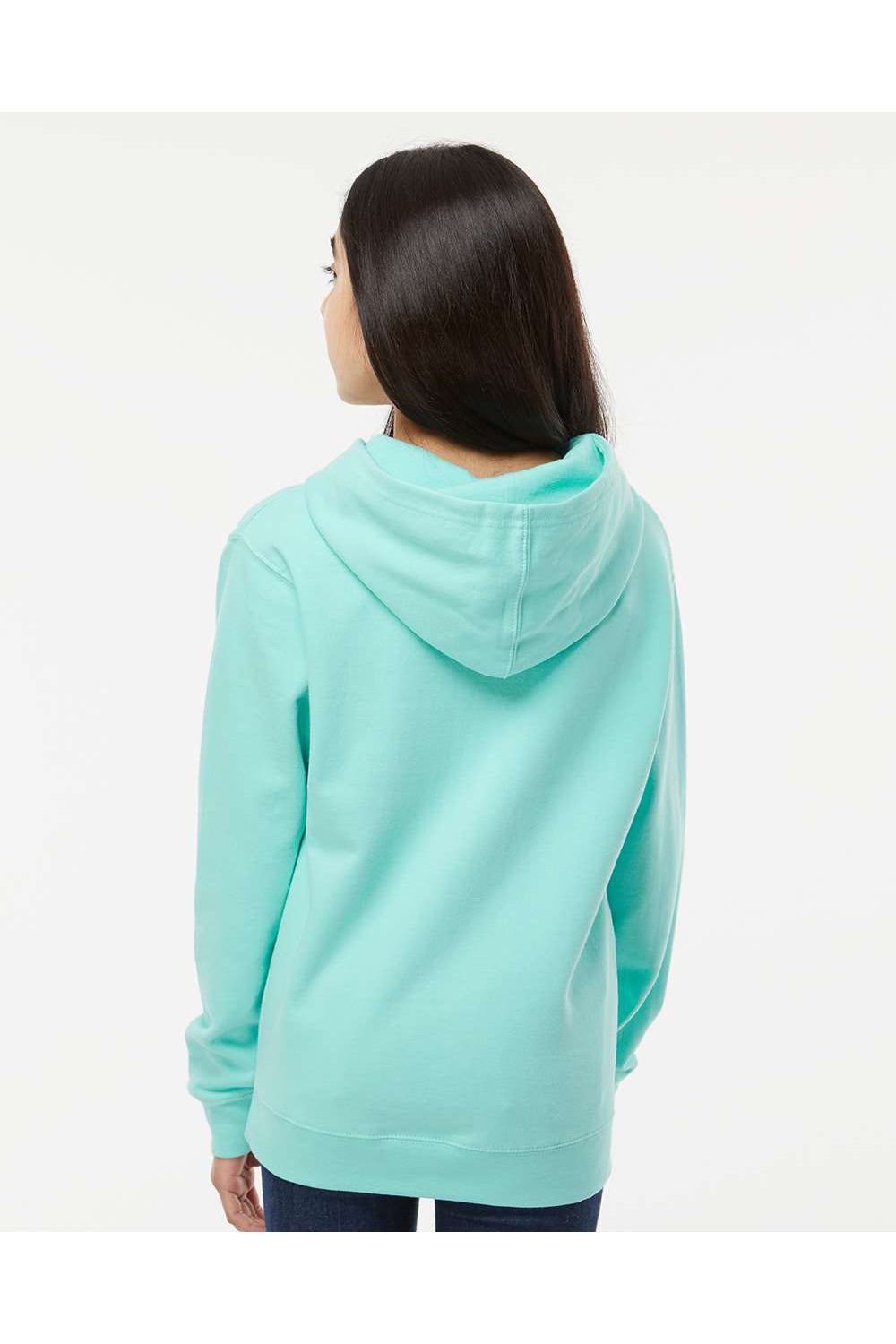 Independent Trading Co. SS4001Y Youth Hooded Sweatshirt Hoodie Mint Green Model Back