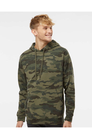 Independent Trading Co. SS4500 Mens Hooded Sweatshirt Hoodie Forest Green Camo Model Front