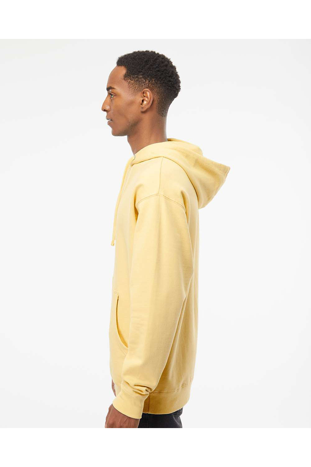 Independent Trading Co. SS4500 Mens Hooded Sweatshirt Hoodie Light Yellow Model Side