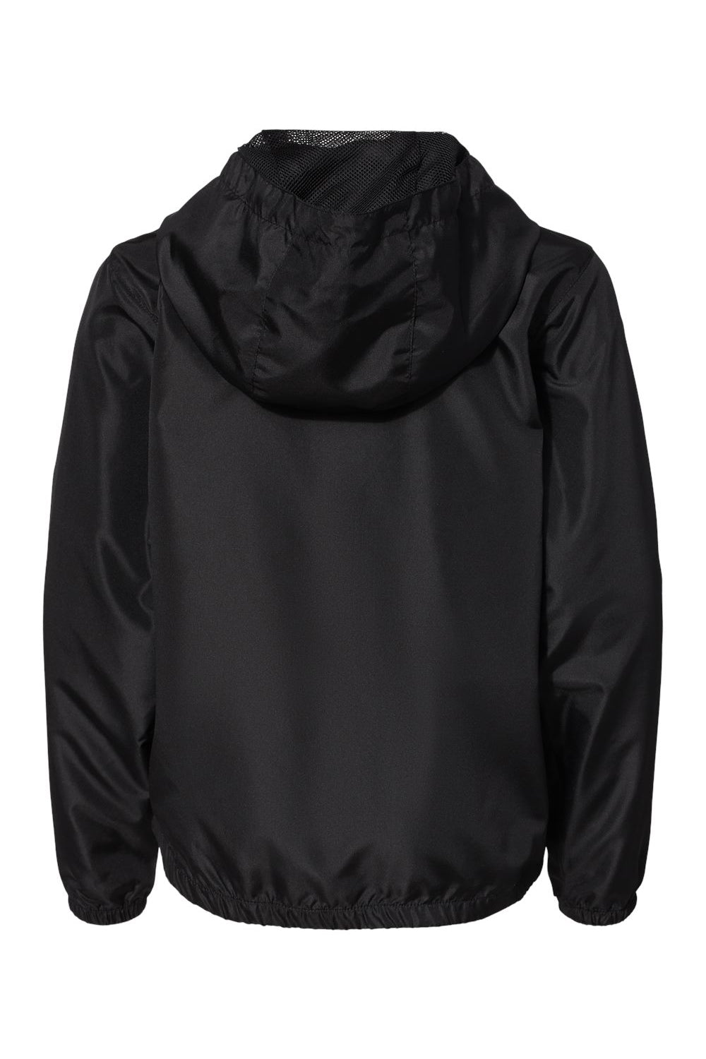 Independent Trading Co. EXP24YWZ Youth Full Zip Windbreaker Hooded Jacket Black Flat Back
