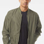 Independent Trading Company Mens Water Resistant Full Zip Bomber Jacket - Army Green