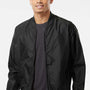 Independent Trading Company Mens Water Resistant Full Zip Bomber Jacket - Black