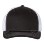 Richardson Mens 5 Panel Snapback Trucker Hat - Black/White - NEW