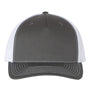 Richardson Mens 5 Panel Snapback Trucker Hat - Charcoal Grey/White - NEW