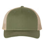 Richardson Hats Mens 5 Panel Snapback Trucker Hat - Army Olive Green/Tan