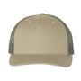 Richardson Mens 5 Panel Snapback Trucker Hat - Pale Khaki/Loden Green - NEW