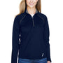 North End Womens Radar Performance Moisture Wicking 1/4 Zip Sweatshirt - Classic Navy Blue/Grey