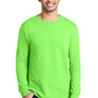 Port & Company Mens Beach Wash Long Sleeve Crewneck T-Shirt - Neon Green