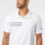 Adidas Mens 3 Stripes UPF 50+ Short Sleeve Polo Shirt - White