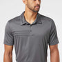 Adidas Mens 3 Stripes UPF 50+ Short Sleeve Polo Shirt - Grey