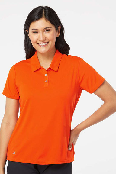 Adidas A231 Womens Performance Short Sleeve Polo Shirt Orange Model Front