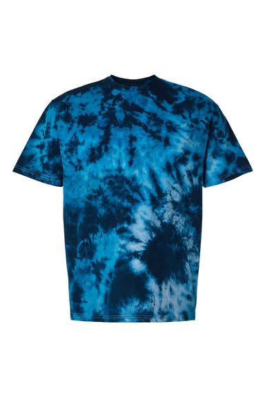 Dyenomite 640LM Mens LaMer Over Dyed Crinkle Tie Dyed Short Sleeve Crewneck T-Shirt Mediterranean Flat Front
