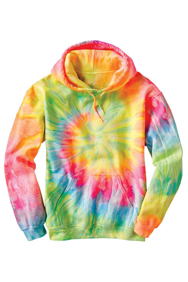 Dyenomite 680VR Mens Blended Tie Dyed Hooded Sweatshirt Hoodie Dayglo Flat Front