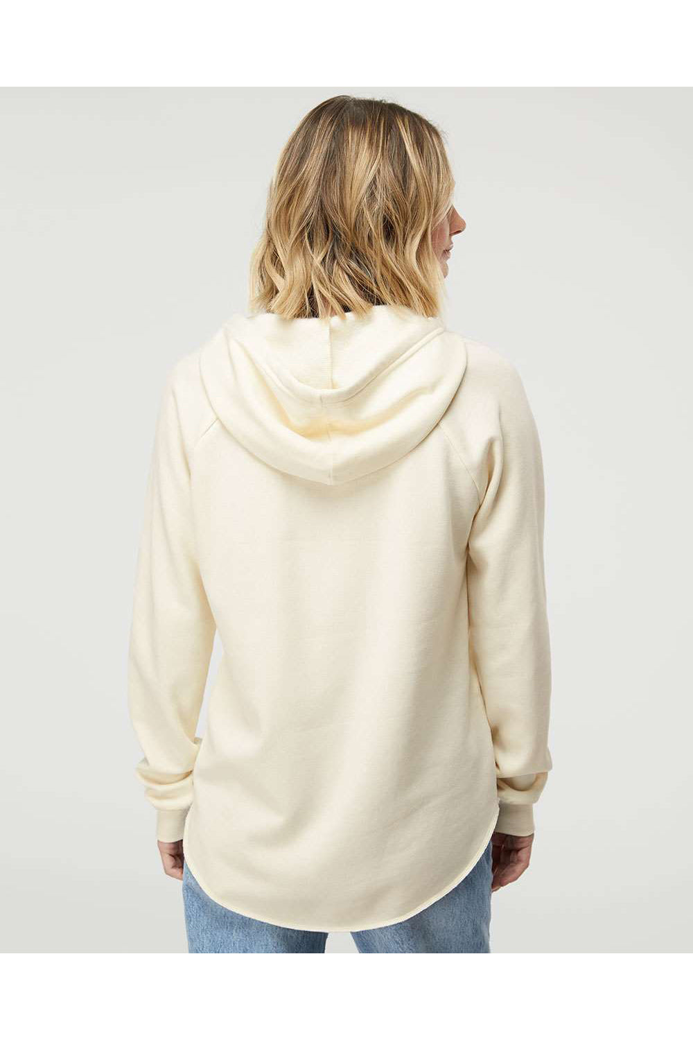 Independent Trading Co. PRM2500 Womens California Wave Wash Hooded Sweatshirt Hoodie Bone Model Back
