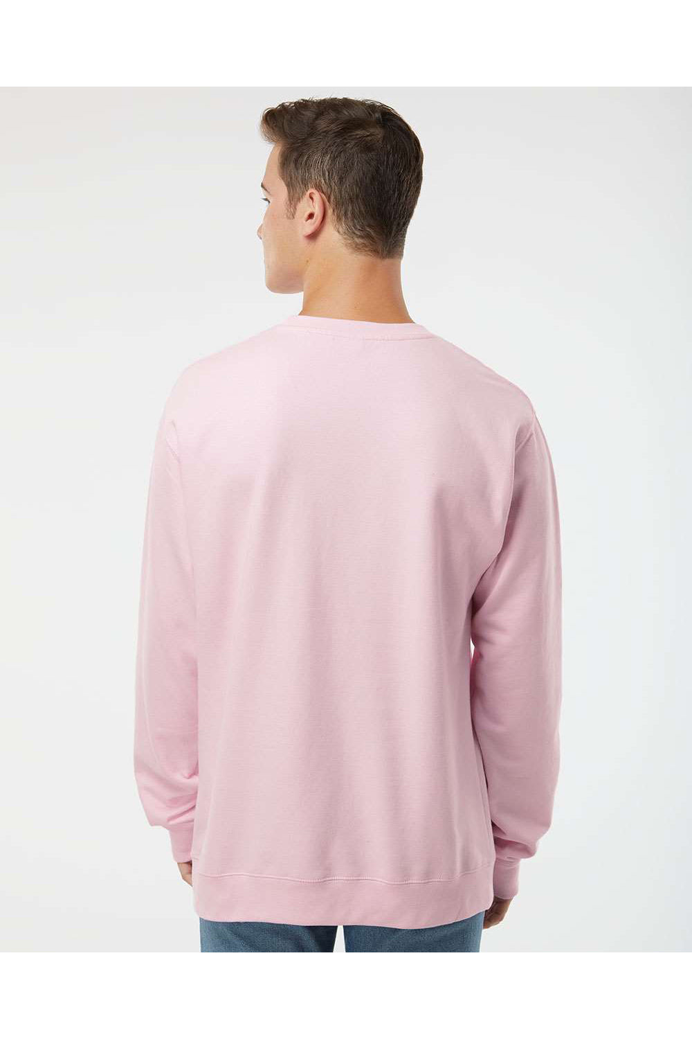 Independent Trading Co. SS3000 Mens Crewneck Sweatshirt Light Pink Model Back
