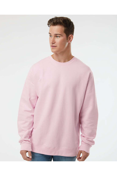 Independent Trading Co. SS3000 Mens Crewneck Sweatshirt Light Pink Model Front