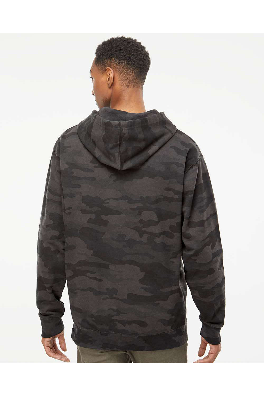 Independent Trading Co. SS4500 Mens Hooded Sweatshirt Hoodie Black Camo Model Back