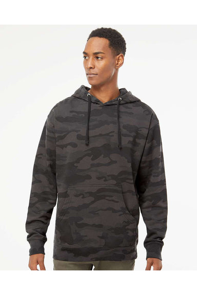 Independent Trading Co. SS4500 Mens Hooded Sweatshirt Hoodie Black Camo Model Front
