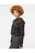 Independent Trading Co. AFX64CRP Womens Crop Hooded Sweatshirt Hoodie Black Camo Model Side
