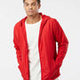 Independent Trading Co. Mens Water Resistant Full Zip Windbreaker Hooded Jacket - Red - NEW