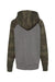 Independent Trading Co. PRM15YSB Youth Special Blend Raglan Hooded Sweatshirt Hoodie Heather Nickel Grey/Forest Green Camo Flat Back