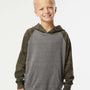 Independent Trading Co. Youth Special Blend Raglan Hooded Sweatshirt Hoodie - Heather Nickel Grey/Forest Green Camo - NEW