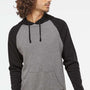 Independent Trading Company Mens Special Blend Raglan Hooded Sweatshirt Hoodie w/ Pouch Pocket - Heather Nickel Grey/Black