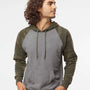 Independent Trading Co. Mens Special Blend Raglan Hooded Sweatshirt Hoodie - Heather Nickel Grey/Forest Green Camo - NEW