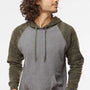 Independent Trading Company Mens Special Blend Raglan Hooded Sweatshirt Hoodie w/ Pouch Pocket - Heather Nickel Grey/Forest Green Camo
