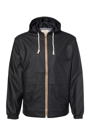 Weatherproof 193910 Mens Vintage Full Zip Hooded Rain Jacket Black Flat Front