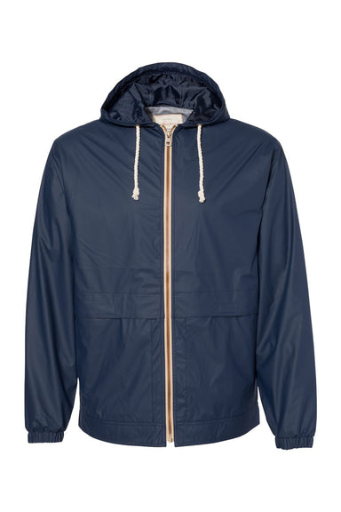 Weatherproof 193910 Mens Vintage Full Zip Hooded Rain Jacket Navy Blue Flat Front