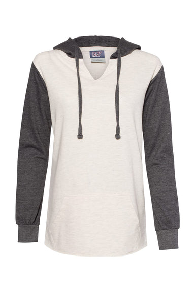 MV Sport W20145 Womens French Terry Colorblock Hooded Sweatshirt Hoodie Charcoal Grey/Oatmeal Flat Front