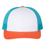 Richardson Mens Snapback Trucker Hat - White/Blue Hawaiin/Pale Orange - NEW