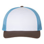 Richardson Mens Snapback Trucker Hat - White/Columbia Blue/Brown - NEW