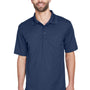 UltraClub Mens Cool & Dry Moisture Wicking Short Sleeve Polo Shirt - Navy Blue - Closeout