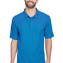 UltraClub Mens Cool & Dry Moisture Wicking Short Sleeve Polo Shirt - Pacific Blue - Closeout