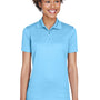 UltraClub Womens Cool & Dry Moisture Wicking Short Sleeve Polo Shirt - Columbia Blue - Closeout